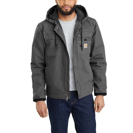 CARHARTT Relaxed Fit Washed Duck Sherpa-Lined Utility Jacket, Gravel, Large, REG 103826-GVLLREG